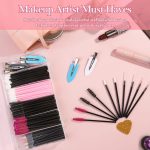 Disposable Makeup Applicators Kit with Triangle Makeup Puff Makeup Mixing Palette Makeup Artist Supplies Disposable Mascara Wands, Lip Brushes, Hair Clips Powder Puffs for Face with Storage Box - Image 6